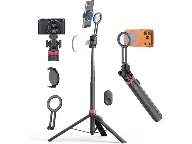69' Monopod & Magnetic Phone Tripod for All Phones,Selfie Stick for Magsafe with Remote & Phone Mount Adapter,Portable Tripod for...