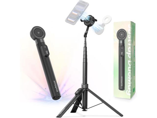 KraftGeek 67' Dual-Sided Magnetic Phone Tripod for iPhone MagSafe,Auto-Open Selfie Stick Tripod with Remote, Hidden Clamp, Portable Cell Phone...