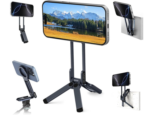 ULANZI MA38 Magnetic Phone Tripod for iPhone 17/16/15-52N Strong Magnet Foldable Hook for Magsafe Phone Tripod, Portable Mini Phone Stand for Desk...