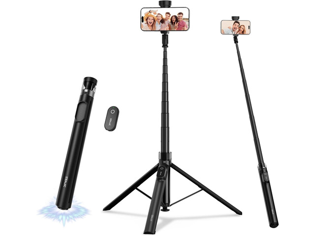 66' Automatic Phone Tripod Stand with Remote, Cell Phone Tripod for iPhone Video Recording & Live Streaming, Adjustable Selfie Stick Tripod for...