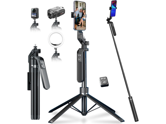 70' Phone Tripod Stand with Wireless Remote, Portable All-in-One Extendable Tripod for Video, Selfies & Photos, Tall Travel Tripod Compatible with...