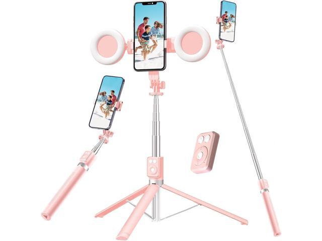 Selfie Stick Tripod with Fill Light, Phone Selfie Stick,Durable Stainless Steel Design,Bluetooth Remote Control,and Stable Three-Legged Support for...