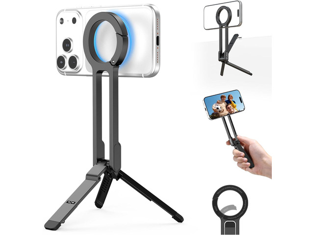 ULANZI MA57 Magnetic Phone Tripod for iPhone - Portable Mini Tripod for MagSafe Pocket Cell Phone Stand, Strong Magnet Quick Mount Foldable Hook...