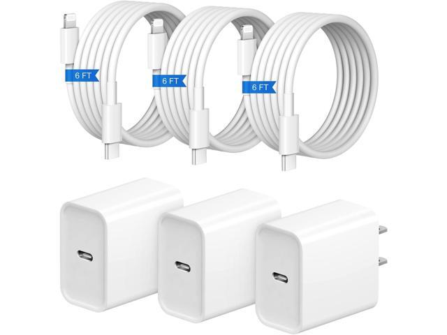 iPhone Fast Charger 3+3Pack 20W USB C Wall Charger with 6FT Fast Charging Cable Compatible with iPhone 14/13/12/11/Pro/Pro Max