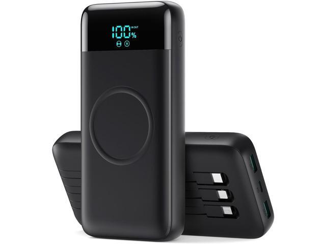 Wireless Portable Charger 40800mAh with 3 Built-in Cables,7-in-1 15W Wireless Charging Power Bank,25W PD QC 4.0 Fast Charging USB C Travel...