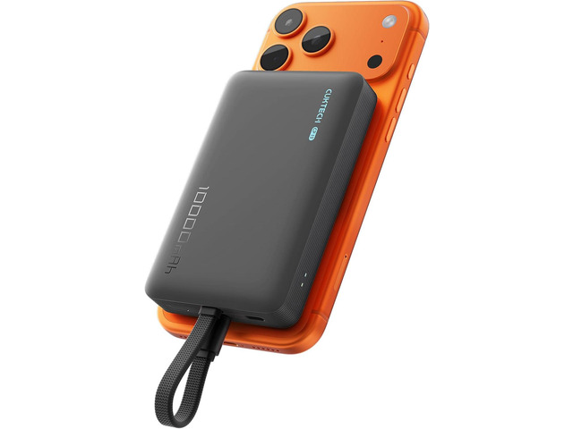 CUKTECH Magnetic Power Bank, 10000mAh Portable Charger, 20W Fast Charging & 7.5W Wireless, Built-in USB-C Cable, Battery Pack for iPhone 15/16/17...