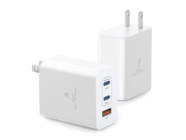 100W USB C Charger Block,2Pack 3-Port PD & AC GaN Super Fast USB C Charging Block Wall Charger Adapter Plug for MacBook Pro/MacBook Air,iPhone 17 Pro...