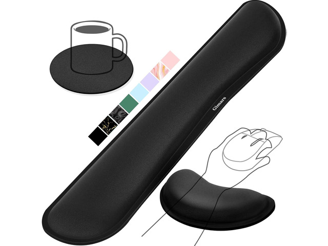 Gimars Upgrade Enlarge Silky and Superfine Fabric Gel Memory Foam Keyboard Wrist Rest Set, Ergonomic Keyboard Mouse Wrist Support for Typing Pain...