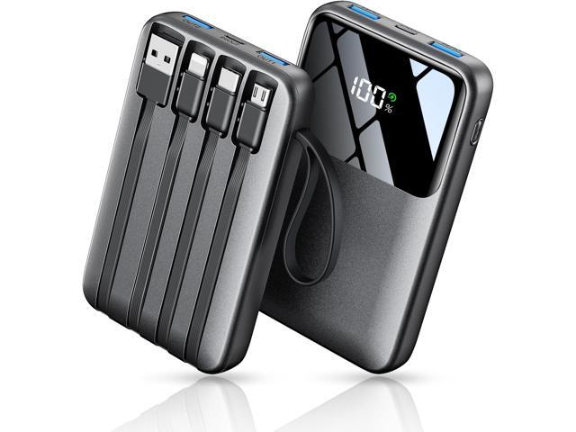 Power Bank, 15000mAh Portable Charger with Built in Cable, 22.5W Fast Charging, 6 Outputs, Slim Travel Essential Battery Pack with LED Display,...