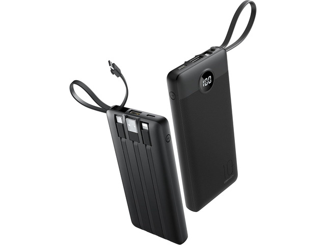 Portable Charger with Built-in Cables, Slim 10000mAh Power Bank with USB C, Travel Essentials External Battery Pack 5 Outputs 2 Inputs LED Display...