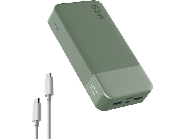 NOBIS 20000mAh Battery Pack Power Bank 65W Power Bank, Portable Charger with Digital Display, Dual USB-C/USB-A Fast Charging for Laptop, Phone,...