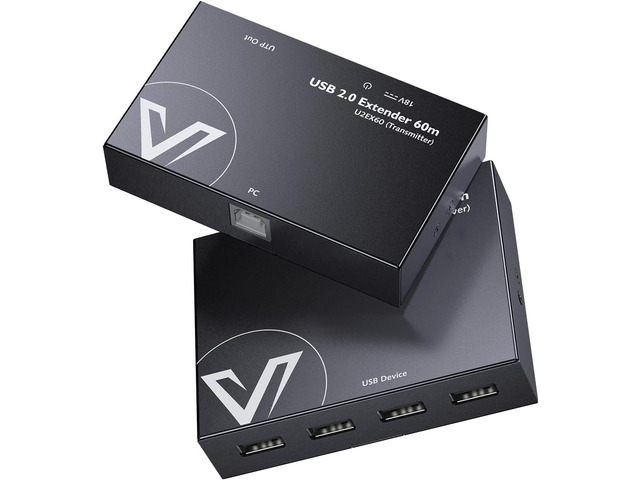 AV Access USB Extender Power Over Cable Cat5e/6/6a/7 up to 196ft/60m, 4 Ports USB 2.0 Extender Over Ethernet, Plug and Play, Supports All Operating...