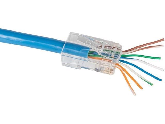 Klein Tools VDV826-762 Pass-Thru Modular Data Plug, RJ45 CAT5e, Gold Plated, Pass Through Connectors 200-Pack