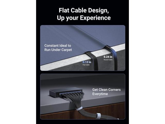 UGREEN Cat 8 Ethernet Cable 25FT, Flat High Speed 40Gbps 2000Mhz Internet Cable 26AWG Braided Network Cord RJ45 Shielded Indoor LAN Cables...
