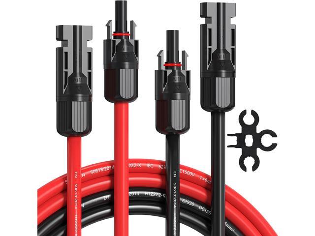 10AWG Solar Extension Cable 50Ft Red & Black, Both End with Universal Solar Connectors Plug & Play Weatherproof PV Wire for RV, Boat, Off-Grid.