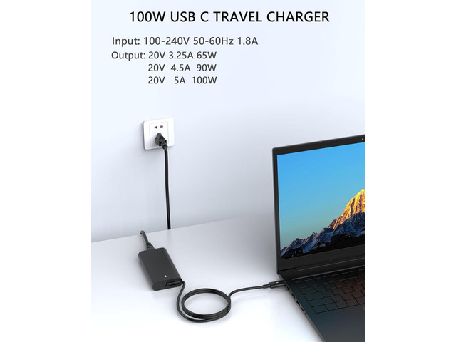 100W USB C Charger Compatible with Dell Pro 14 16 13 Plus, Pro 13 14 Premium, Pro Rugged 13 14, Precision 5680 3580 3581 5480 3480 DA100PM220...