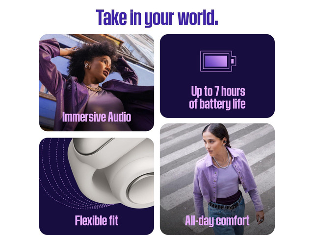 Ultra Open Earbuds - Bluetooth Open Ear Earbuds with OpenAudio for Awareness, Clip-On Design for Comfort, Water Resistant, Up to 48 Hrs of...