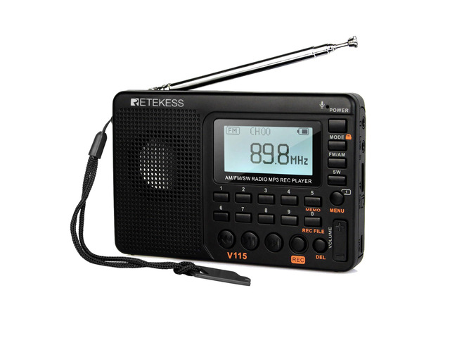 V115 Shortwave Radio, Digital Radio AM FM for Camping, Shortwave Receiver,1000mAh Rechargeable Battery, Presets, TF/AUX Playback, Recording, Bass...