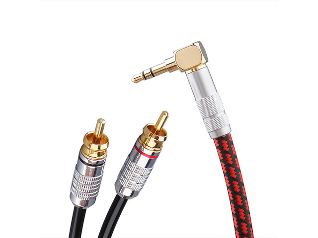 Audiophile High Purity Copper Audio Cable 3.5mm Male to 2 RCA/Phono Male Audio Auxiliary Gold-Plated Stereo HiFi Y Splitter Adapter Cable (Right...