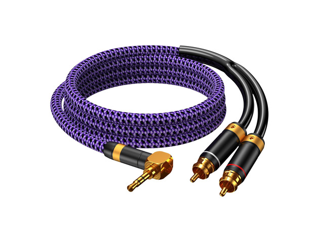 3.5mm Aux to RCA Audio Cable Audiophile 24K Gold-Plated Pure Copper Shell Braided Hi Fi Stereo Y Cord for Smartphones MP3 Tablets Speakers HDTV...