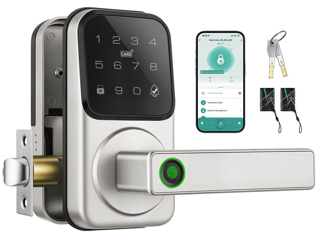 Keypad Smart Door Lock with Knob, Keyless Entry Digital Lock with Handle Fingerprint Passcode IC Card Biometric Deadbolt Knob with App Control...