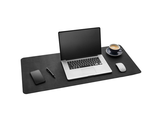 Desk Mat, Office Writing Desk Pad, Large 36' x 17' Black, for Top of Desks, Gift Ready Elegant Computer Desk Cover Protector PU Leather