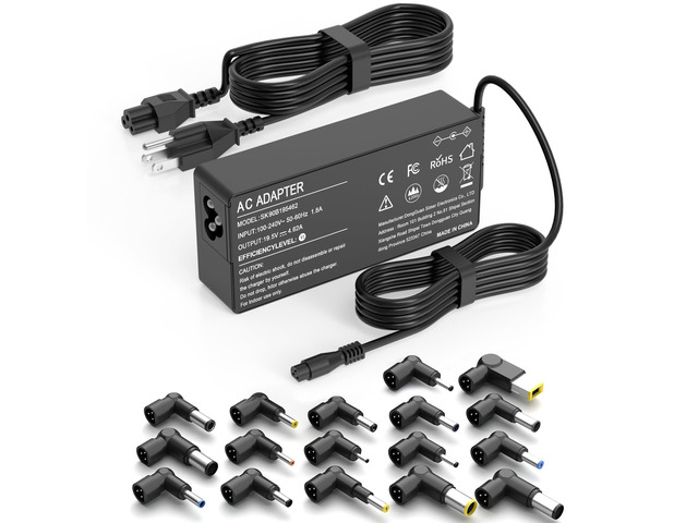 90W Universal Laptop Charger AC Adapter Compatible with HP Lenovo Dell Acer Asus IBM Sony Gateway Fujitsu notebooks & Chromebooks. Includes 17 tips