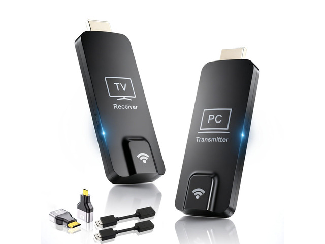 Phone/Tablet Wireless Mirroring-HDMI Transmitter and Receiver 328FT/100M, 5.8G/2.4G Display Adapter Dongle for PC/Laptop/Phone/Tablet to...