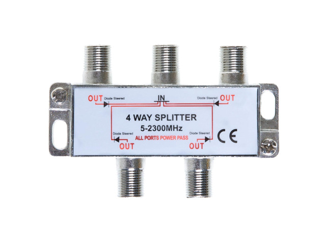 Pack of 3pc - 4 Way Bi-Directional 5-2300 MHz Indoor and Outdoor Waterproof Coaxial Antenna Splitter for RG6 RG59 Coax Cable Satellite HDTV (4 Ports)