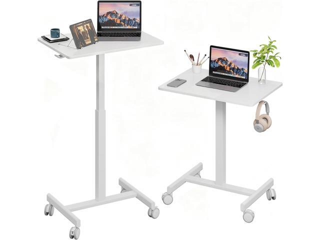 18.9 * 25.6 inch Mobile Standing Desk,T Shaped Pneumatic Adjustable Height Stand Up Desk,with Lockable Wheels,Ergonomic Standing Side Table for...