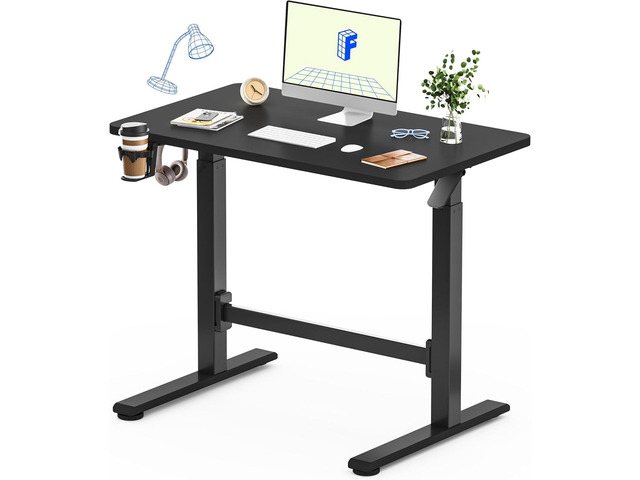 H7 Plus Gas Spring Adjustable Standing Desk, Mobile Rolling Sit-Stand Table with Wheels, Cordless Stand Up Desk for Small Spaces & Home Office, 40'...