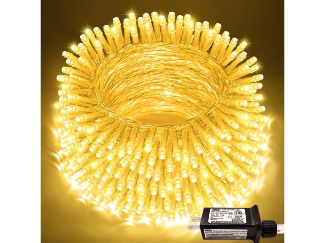 JAYSUING 200 LED Christmas Lights Indoor Outdoor, Connectable Warm White Christmas Tree Lights Clear Wire, 66 Ft Twinkle Fairy String Light Plug in...