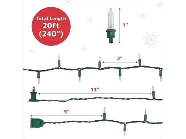 JAYSUING 100 Count Clear Christmas Lights - 20 ft Ultra Bright String Lights with Green Wire for Indoor and Outdoor Use, Christmas Trees, Holidays,...