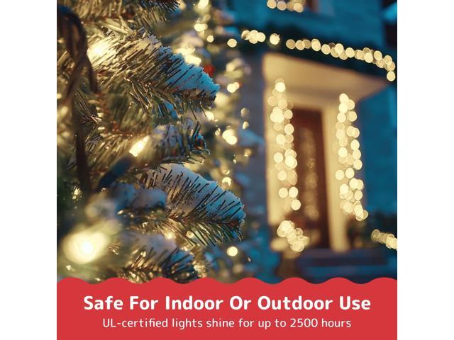 JAYSUING 100 Count Clear Christmas Lights - 20 ft Ultra Bright String Lights with Green Wire for Indoor and Outdoor Use, Christmas Trees, Holidays,...