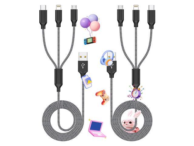 Multi Charging Cable,(2Pack 4FT) 3 in 1 Charging Cable for Multiple Devices, Nylon Braided Universal Charger Phone Charger Cord with Type-C,Micro...