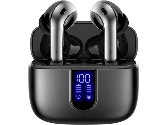 Bluetooth Headphones True Wireless Earbuds 60H Playback LED Power Display Earphones with Wireless Charging Case IPX5 Waterproof in-Ear Ear buds...