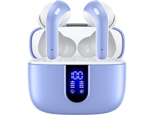 Bluetooth Headphones True Wireless Earbuds 60H Playback LED Power Display Earphones with Wireless Charging Case IPX5 Waterproof in-Ear Ear buds...
