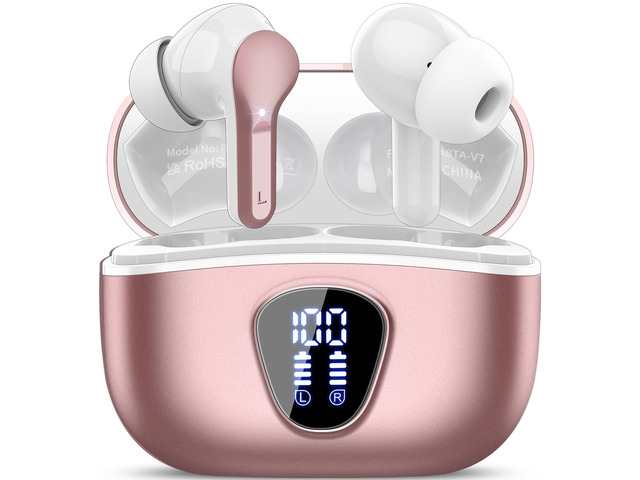 Wireless Earbuds, Bluetooth 5.4 Headphones HiFi Stereo, Bluetooth Earbuds With ENC Noise Cancelling Mic, IP7 Waterproof in Ear Earphones, 48H, LED...