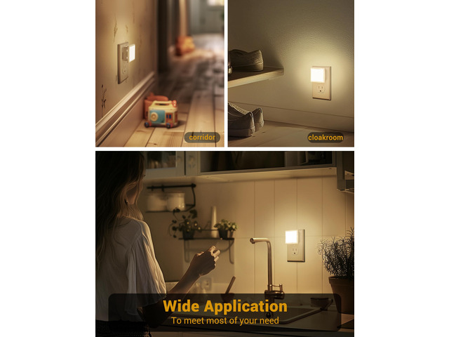 Night Light, 4 Pack Night Lights Plug into Wall, Auto Light Sensor 3000K Warm White Nightlight Plug in, LED Night Lights for Kids Adults Bathroom...
