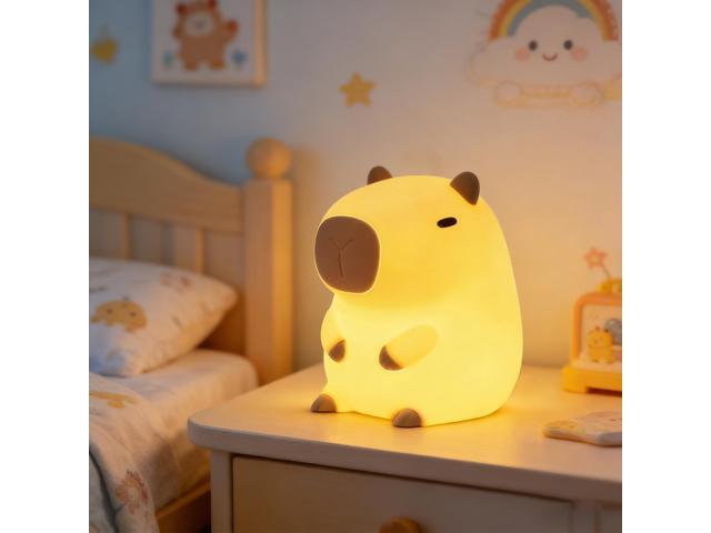 JAYSUING Capybara Night Light for Kids - Safe Squishy Silicone Nursery Light with Timer,Dimmable & Rechargeable Touch Bedside Lamp, Cute Capybara...