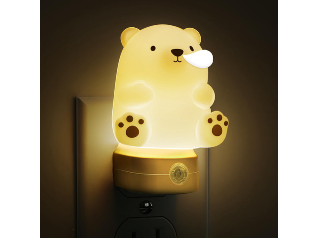 Night Light for Kids, 3D Cute Bear Night Light Plug in Dusk to Dawn Nursery Night Lights, RGB+Soft White 3000K, 3 Lighting Modes, Christmas...