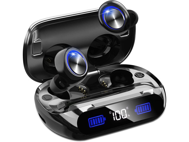 Wireless Earbuds 200hrs Bluetooth Playback, IPX7 Waterproof, Noise Canceling LED Power Display Earphones with Charging Case, In-Ear, Headphones...
