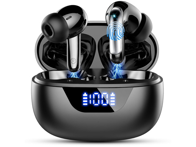 Wireless Earbuds, Bluetooth 5.3 Headphones Bass Stereo, 48Hours Playtime, 4 ENC Mic Clear Calls, Noise Cancelling Ear Buds with LED Display...