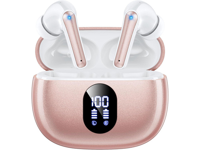 Wireless Earbuds, Bluetooth Ear Buds with Big Bass Stereo Sound, 48 Hours Playtime, Lightweight in-Ear Fit Earphones, IPX7, Hands-Free Calls with...