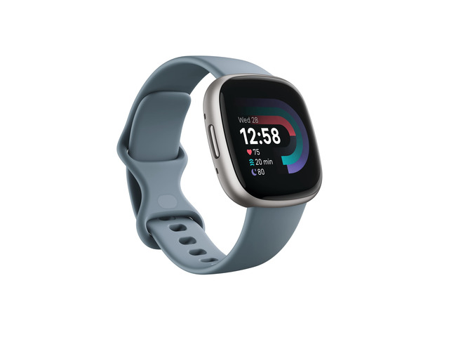 Google Versa 4 Fitness Smartwatch, - Waterfall Blue/Platinum Daily Readiness, 3-month Google Health Premium Membership included, GPS, 40+ exercise...