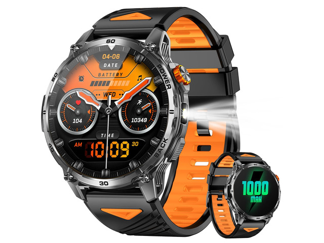 Military Smart Watches for Men,1000mAh/1.7' HD Large Screen Smartwatch, LED Flashlight, Answer/Make Calls,Waterproof,Heart Rate/Sleep Monitor/110+...