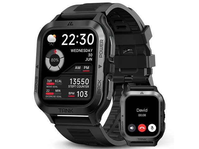 Smart Watch, 60 Days Extra-Long Battery, 50M Waterproof, Rugged Military Bluetooth Call(Answer/Dial Calls), 1.85' Ultra Large HD Display, AI Voice...