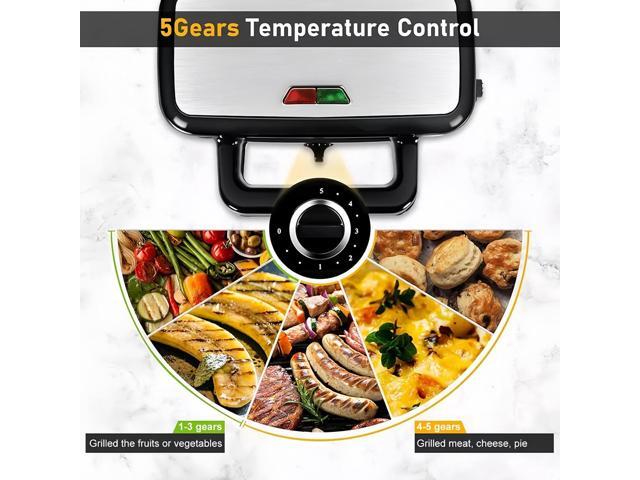 Idealforce 1-Pack 3-in-1 Belgian Waffle Maker with Sandwich/Panini Press, featuring non-stick plates and 1300W fast heating flip waffle maker,...