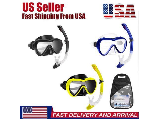 Idealforce Adult Tempered Glass Scuba Diving Mask Set - Anti-Fog Snorkeling Goggles with Dry Snorkel Tube, Professional Dive Equipment