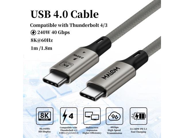 MALOM USB C to C 4.0, 40Gbps for Thunderbolt 4 Cable, 240W Fast Charging, 8K@60Hz, 4K@144Hz, USB C Display Cable, USB4 for iPhone 16/15 Series,...